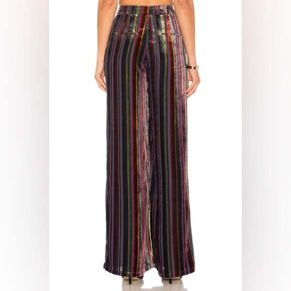 House of Harlow 1960 x Revolve Mona Pants Haze Velvet Multicolor Stripe Wide Leg - Picture 2 of 12